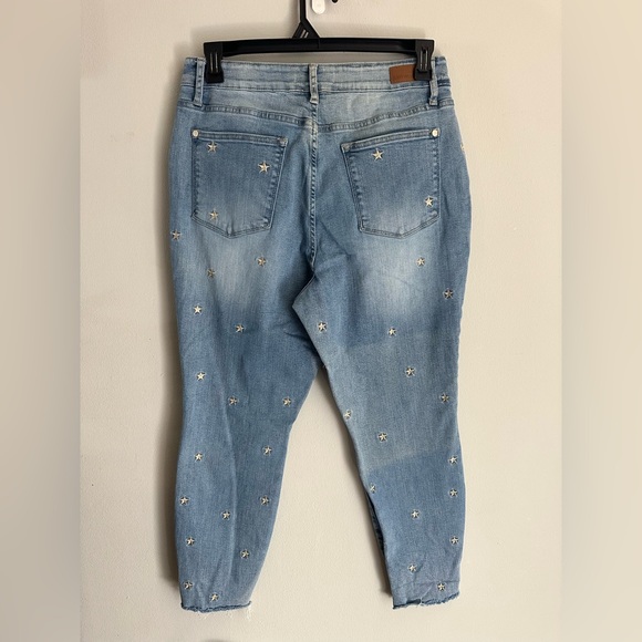 Judy Blue Stars Embroidered Jeans High Rise Stretch Skinny Light Blue 14W - Picture 5 of 13